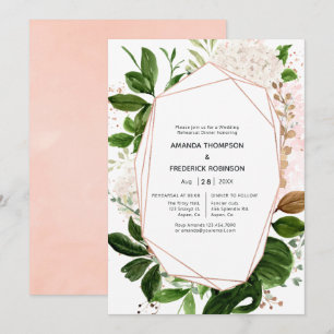 Rose Gold und Blush Geometrische Probe Abendessen Einladung