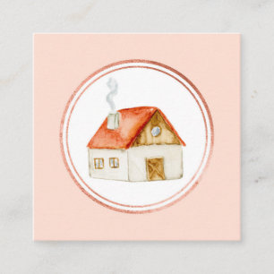 Rose Gold und Blush Immobilienmakler Social Media Quadratische Visitenkarte