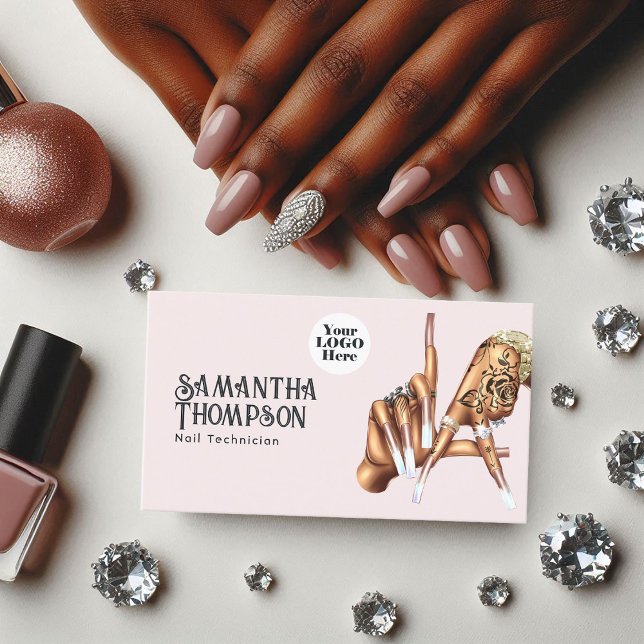 Rose Gold und Blush Los Angeles Salon Visitenkarte (Rose Gold and Blush Los Angeles Manicure Salon Business Card)