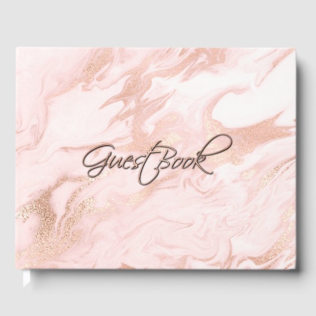 Rose Gold und Blush Marbled Wedding Gästebuch (Vorderseite)