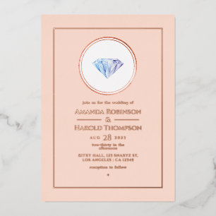 Rose Gold und Blush Pink Diamant Wedding Foil Invi Folieneinladung