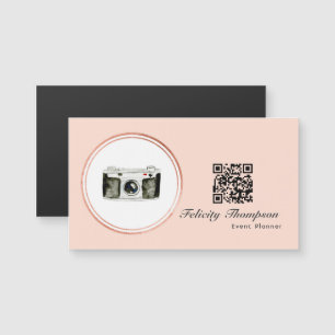 Rose Gold und Blush Pink Event Planner QR Code Magnetkarte