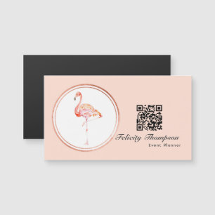 Rose Gold und Blush Pink Event Planner QR Code Magnetkarte