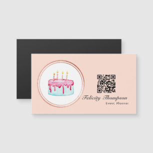 Rose Gold und Blush Pink Event Planner QR Code Magnetkarte