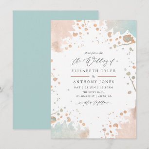 Rose Gold und Blush Pink Farbe Spritzer Hochzeit Einladung