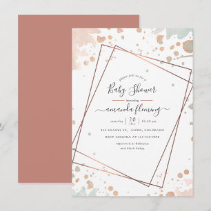 Rose Gold und Blush Pink geometrische Babyparty-Ei Einladung