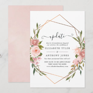 Rose Gold und Blush Pink Hochzeitsupdate Einladung