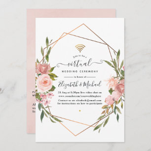 Rose Gold und Blush Pink Online Virtual Wedding Einladung