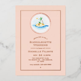 Rose Gold und Blush Tropisches Bachelorette Wochen Folieneinladung