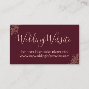 Rose Gold und Burgund Wedding Website Card Beilage Begleitkarte