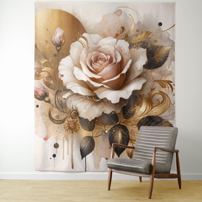 Rose Gold und Cashmere Wandteppich (Beispiel)