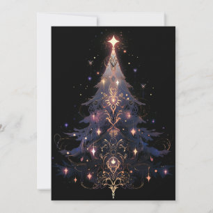 Rose Gold und dunkelblaue Weihnachtsbaumkarten Feiertagskarte