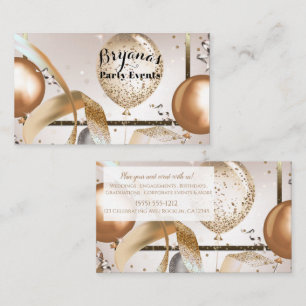 Rose Gold- und Glitter-Balloons-Party-Eventplaner Visitenkarte