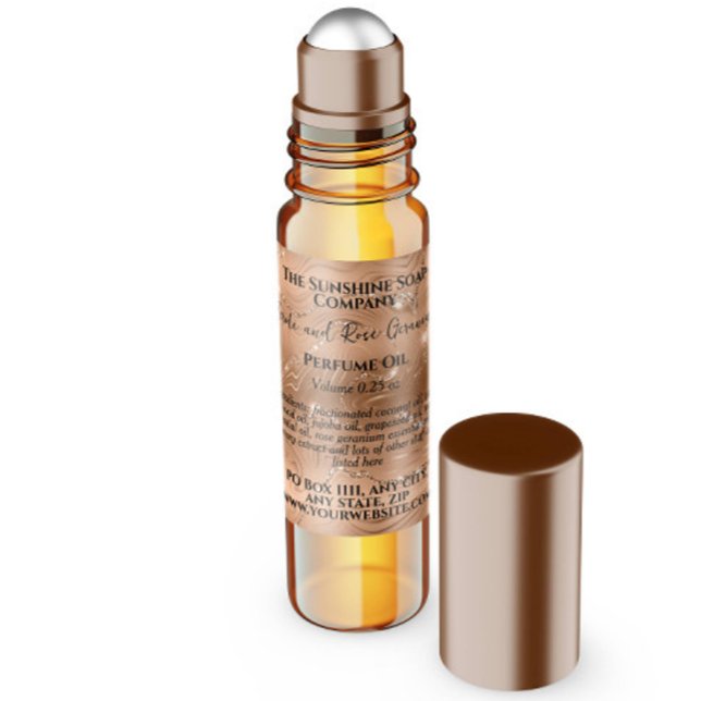 Rose Gold und Glitzer Parfümerrolle Flaschenetiket Quadratischer Aufkleber (Von Creator hochgeladen)