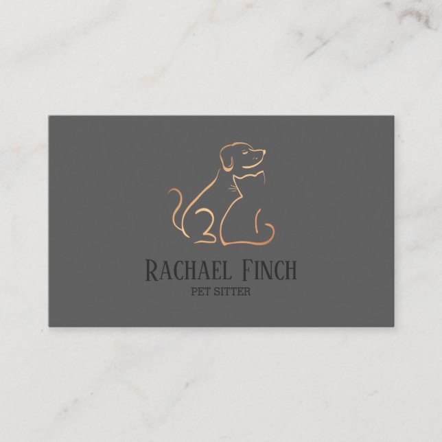 Rose Gold und Grau Moderne Minimalistische Sitter  Visitenkarte (Vorderseite)
