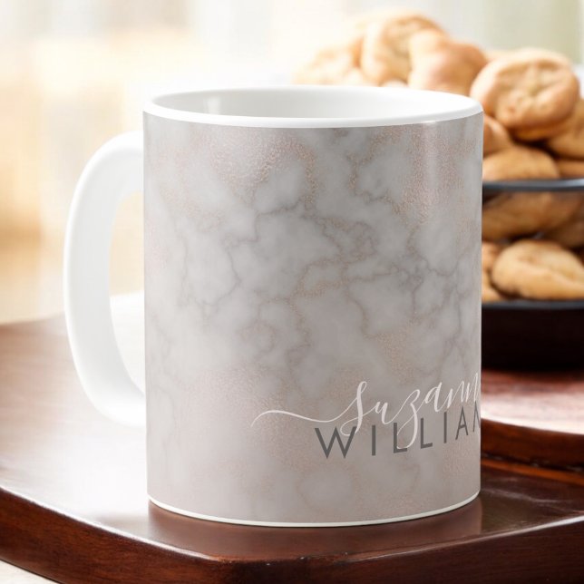 Rose Gold und Gray Elegantes Marmormuster Kaffeetasse (Von Creator hochgeladen)