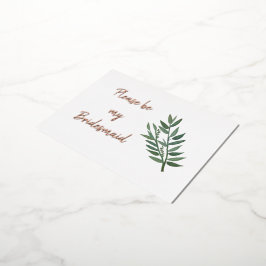 Rose Gold und Grüne Bridesmaid Vorschlag Real Folie Einladungspostkarte