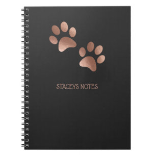 Rose Gold und Kohle Paw Druckmuster Notizblock