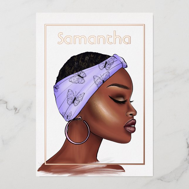 Rose Gold und Lila Afterday Party Folieneinladung (Vorderseite)