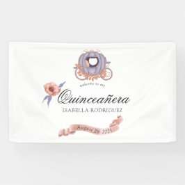 Rose Gold und Lilac Glitzer Princess Quinceañera Banner