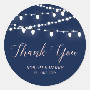 Rose Gold und Marine String Lights Danke Sticker