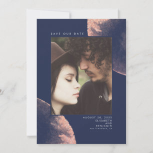 Rose Gold und Navy Blue  Foto Save The Date