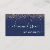 Rose Gold und Navy Blue Glitzer Haar Makeup Salon