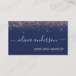 Rose Gold und Navy Blue Glitzer Haar Makeup Salon Visitenkarte