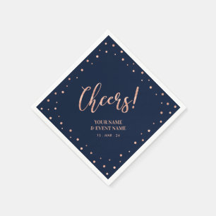 Rose Gold und Navy Modern Lettering Prost zum Gebu Serviette