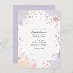 Rose Gold und Pastel Lila Paint QR Code Hochzeit Einladung