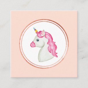Rose Gold und Pink Einhorn Friseur Medien Icon Quadratische Visitenkarte