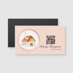 Rose Gold und Rosa Anwesen Agent QR Code Magnetkarte