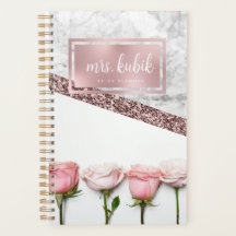 Rose Gold und Rosa Blume Lehrer Planer