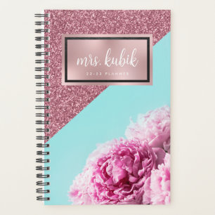 Rose Gold und Rosa Blume Lehrer Planer