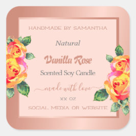 Rose, Gold und Rosa, Blumenblätter Quadratischer Aufkleber