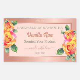 Rose, Gold und Rosa, Blumenblätter Rechteckiger Aufkleber