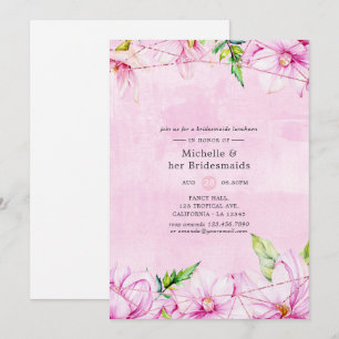 Rose Gold und Rosa Blumensträuße Luncheon Einladung