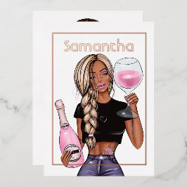 Rose Gold und Rosa Champagner Geburtstagsparty Folieneinladung