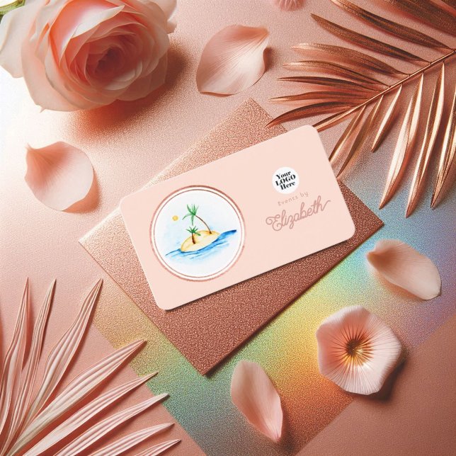 Rose Gold und Rosa Eleganter Event-Planer Visitenkarte (Rose Gold and Blush Pink Elegant Event Planner Business Card)