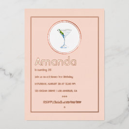 Rose Gold und Rosa Geburtstags-Cocktail-Party Folieneinladung