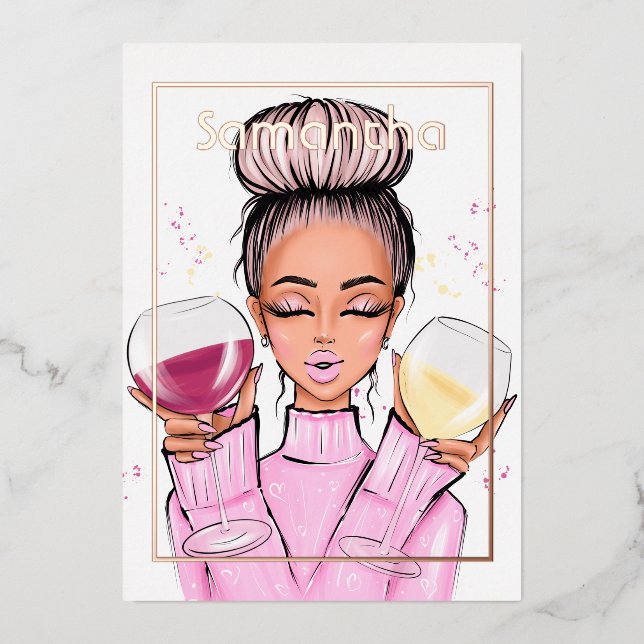 Rose Gold und Rosa Geburtstagsparty Folieneinladung (Vorderseite)