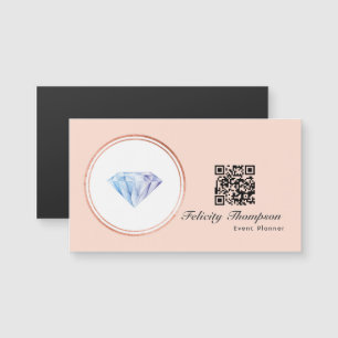 Rose Gold und Rosa Hochzeitsplaner QR Code Magnetkarte