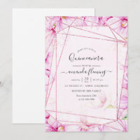 Rose Gold und Rosa Magnolia Geometric Quinceñera