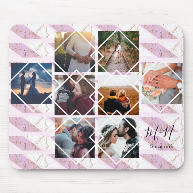 Rose Gold und rosa Marmor Personalisierter Individ Mousepad (Vorne)