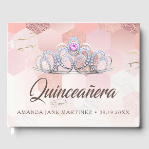 Rose Gold und Rosa Quinceañera Gästebuch