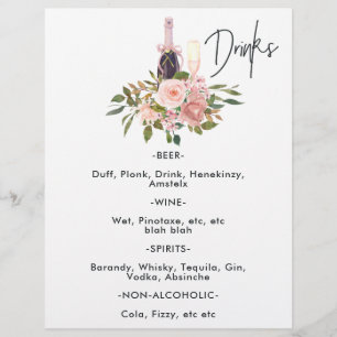 Rose Gold und Rosé-Blumen-Teeparty-Getränke Flyer