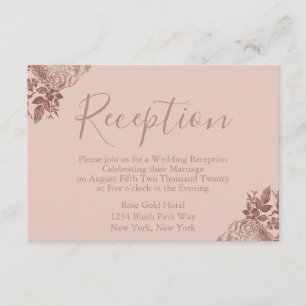 Rose-Gold- und Rosé-Hochzeitsempfang Begleitkarte