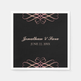 Rose Gold und Schwarz, elegante Personalisierte Ho Serviette