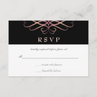 Rose Gold und Schwarz, elegante Schnörkel Hochzeit