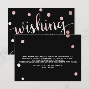 Rose Gold und Schwarz Glam Wedding will Well Begleitkarte